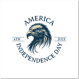 America's Independence Day. July 4. Illustration with eagle Posters and Art